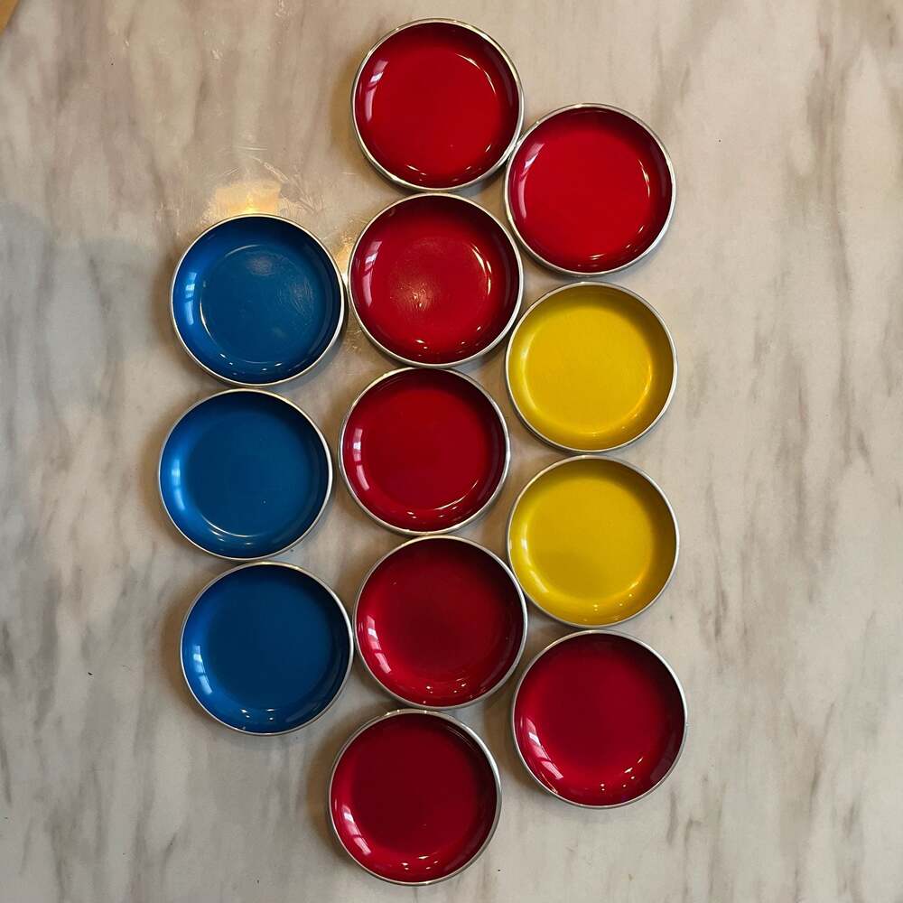 Vtg Emalox Norway Enamel Aluminum Dipping Condiment Set of 12